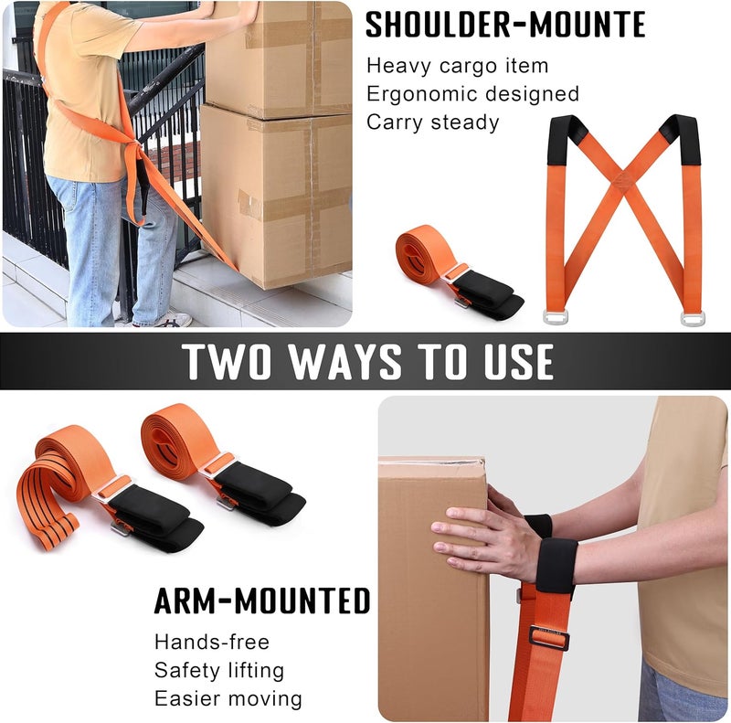 MOZETO Anti-Slip Moving Straps, 2-Person Shoulder Lifting and Moving System Lifting Straps for Moving Furniture, Appliances, Mattresses, Heavy Objects up to 800lbs - Image 4